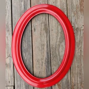 Red Oval Picture Frame 24.5" x18.5" Wall Vintage Antique Wood NO GLASS Large